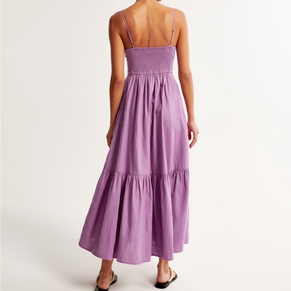 Abercrombie Linen-Blend Button-Through Maxi Dress NWT - Picture 3 of 8